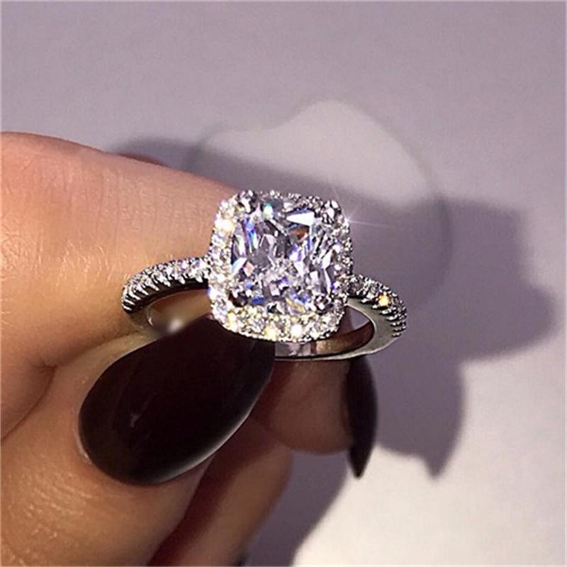 Простое Личность Квадратное Кольцо с Бриллиантом Женское Высококлассное Модное Кольцо с Бриллиантом Женские Ювелирные Изделия AVE