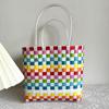 Детская радужная клетчатая плетеная сумка - Летняя сумка своими руками для овощей и фруктов