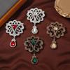 Hollow Design Ladies Crystal Pendant Pin Brooch Ladies Elegant Charming Banquet Badge