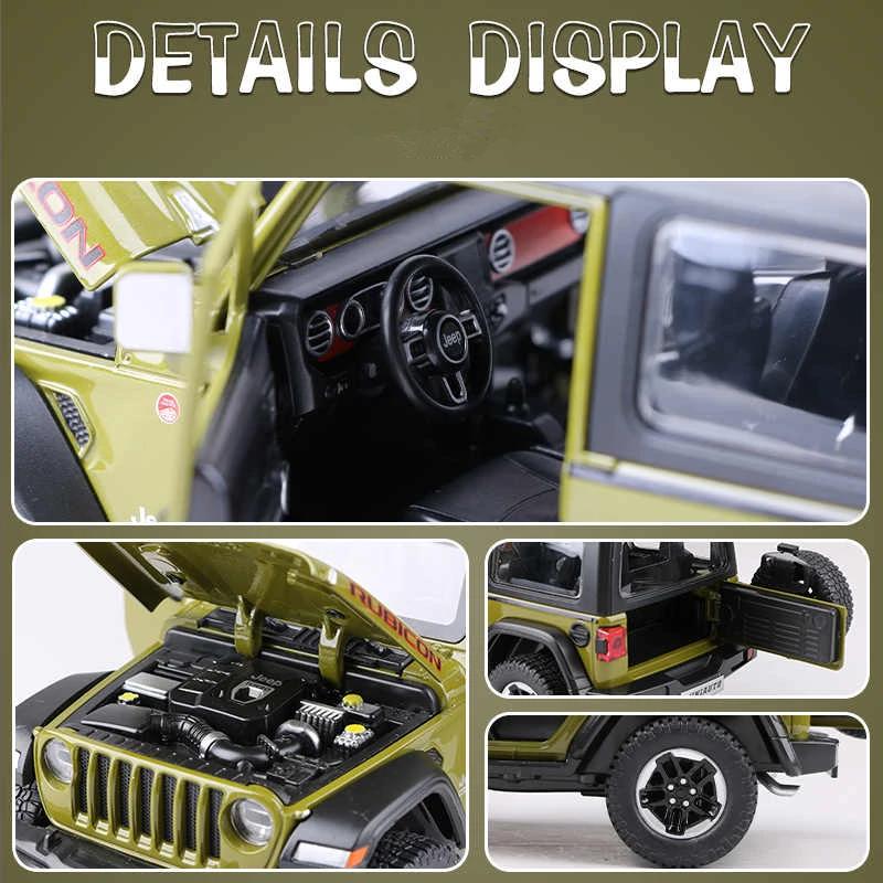 Масштаб 1/20 Jeep Wrangler Rubicon литые модели автомобилей из сплава металлические игрушечные внедорожники модель автомобиля имитационная коллекция детский подарок