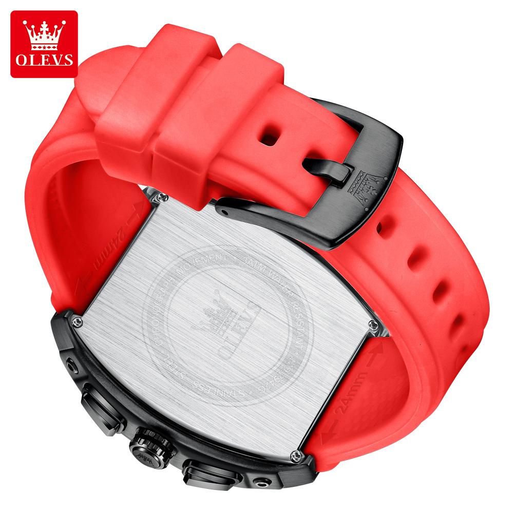 OLEVS Mens Watches Top Brand Luxury Tonneau Dial Quartz Watch for Men Waterproof Luminous Week Date Chronograph Male Wristwatch