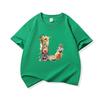 Kids Cotton T Shirt Floral Letter L Print Crew Neck Short Sleeve Tee Casual Boys Girls Summer Tops