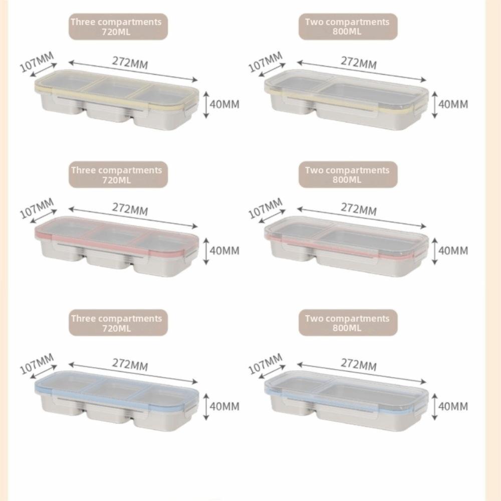 Sealed Lid Thermal Lunch Box Rectangular Shape Food Container Bento Lunch Box Divided Compartments