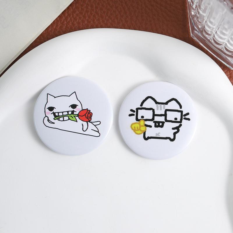 Xiaomi Funny Expression Meme Tinplate Soft Button Pin Cute Emoticon Cat with Rose Hi Figure Gesture Brooch Lapel Badge Jewelry Gift