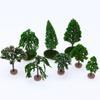 Natural Green Model Trees Artificial Moss Rocks/Wooden Base Bonsai Figurine Kids Toys