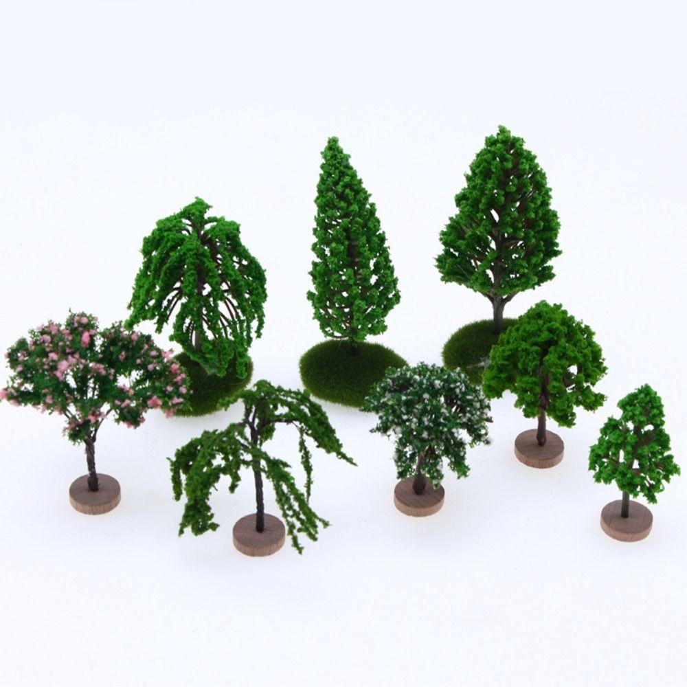 Artificial Moss Rocks/Wooden Base Model Trees Natural Green Dollhouse Mini Tree Building Model