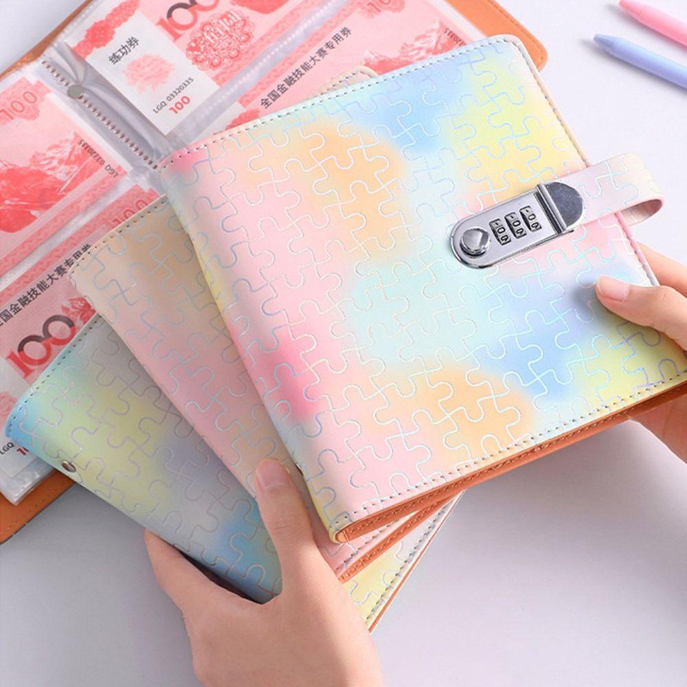 ПУ Книга для сбора денег с кодовым замком Папка для сбережений Подарки Книга для сберегательных челленджей Дети