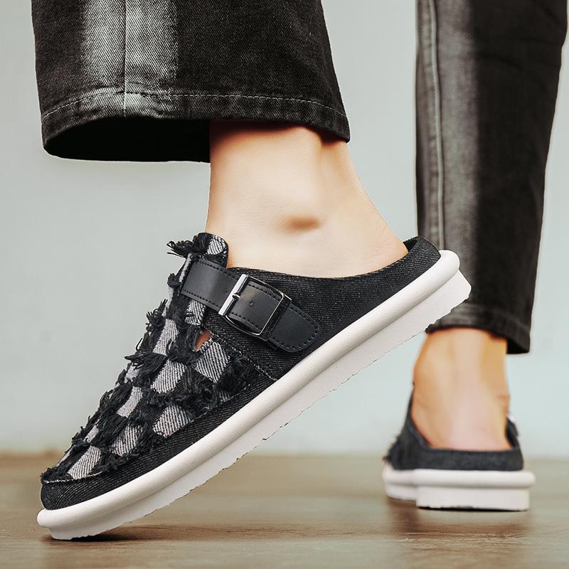 Мужские модные летние тапочки для отдыха, уличная дышащая обувь для ходьбы, домашняя легкая мягкая обувь с одним ремешком, новинка 2025