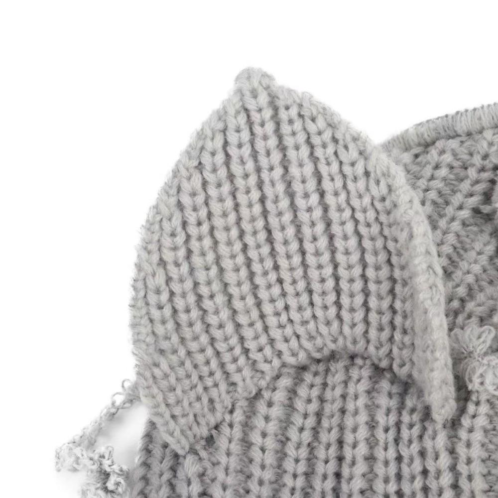 Yarn Knitted Beanie Hat Stretchable Knit Striped Beanie Gifts Cat Ear Beanie Women and Men