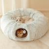 2 In 1 Soft Plush Cat Beds House Funny Cat Tunnel Toy Round Cat Dog Sleeping Bed Nest for Small Dogs Kittens Cushion Mat Kennel