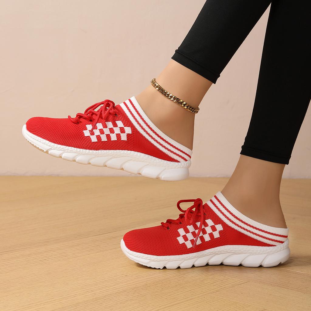 TUINANLE Women's Shoes Geometric Patterns Mesh Platform Sandals Couples Half Slippers Casual Non-Slip Platform Shoes