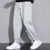 Мужские брюки с эластичной резинкой на талии и завязками, однотонные свободные прямые спортивные штаны с карманами, широкие спортивные брюки с ремешками на щиколотке