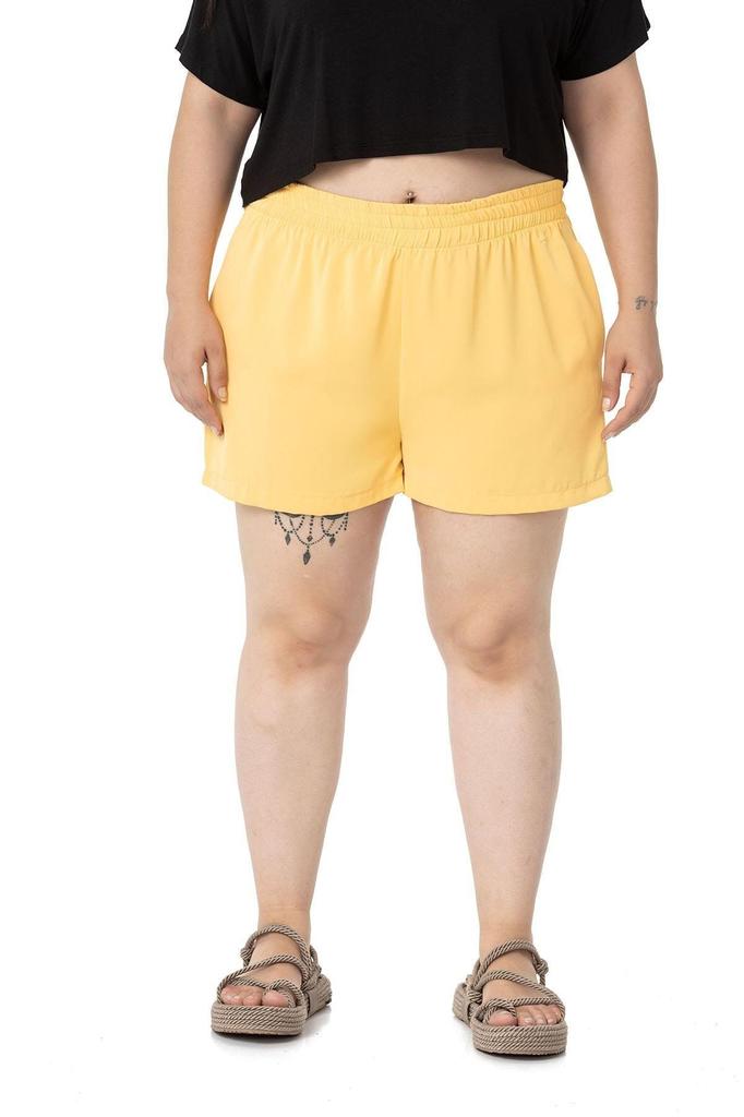 Women's Fashion Big Size Shorts & Bermudas Plus Size Green Shorts with Elastic Waist and Side Pockets