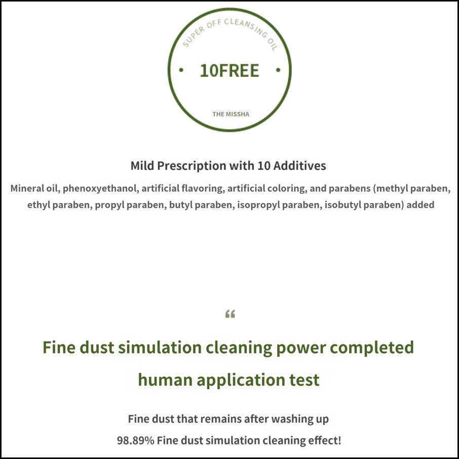 MISSHA Super Off Cleansing Oil Dust Off 305ml Deep Pore Cleansing Oil for Sensitive Skin