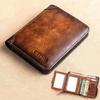 Genuine Leather Rfid Wallets for Men Vintage Thin Short Multi Function ID Credit Card Holder Money Bag