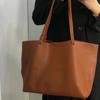 Korean Version of Large-capacity Retro Shoulder Tote Bag, Lychee Pattern Soft Leather Commuter Handbag 2025 New Trendy