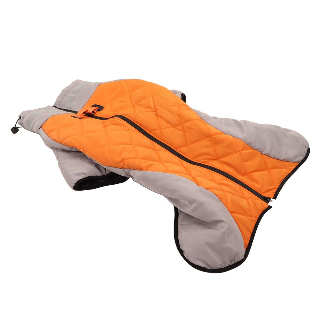 Reflective Turtleneck Dog Vest Thickening Warm Dog Cold Weather Jacket for Autumn Winter Grey Orange