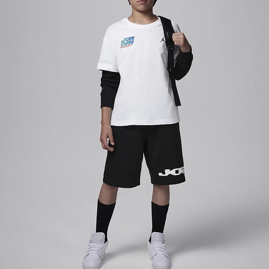 Nike Цветные блоки с буквенным принтом, простая круглая горловина, длинный рукав, детские топы, белый цвет HQ7109-100