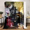 Action-packed anime scene with characters battling amidst a dramatic sky. for all seasons blanket lunch break throw gift