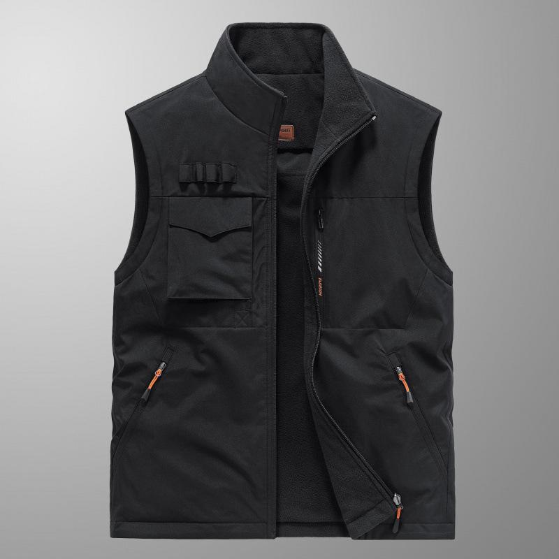 Осенне-зимний мужской двусторонний жилет Dad без рукавов с воротником-стойкой, многокарманный быстросохнущий жилет большого размера