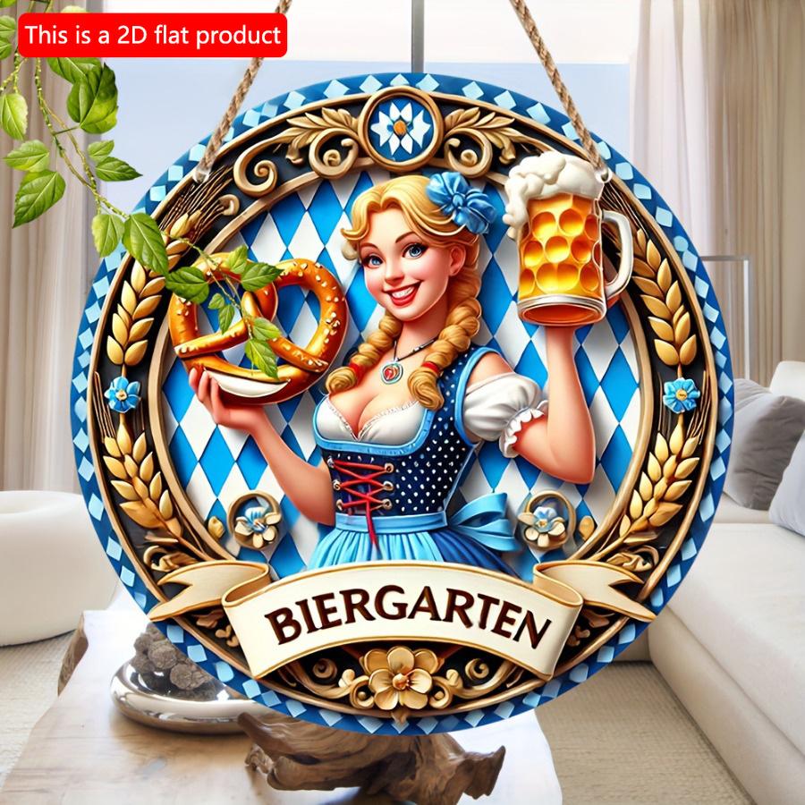 1pc 2d Flat Oktoberfest Celebration Wooden Sign - 20cm Round Beer Festival Decor for Home, Bar, and Garden - Perfect Gift for Boyfriend