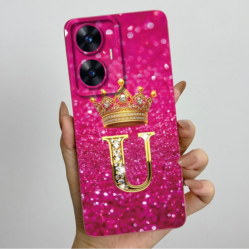 Для Realme C55 RMX3710 Роскошный Чехол-Крышка с Буквами-Коронами Мягкий Силиконовый Чехол для Телефона Для Realme Narzo N55 C 55 RealmeC55 NarzoN55 Бампер