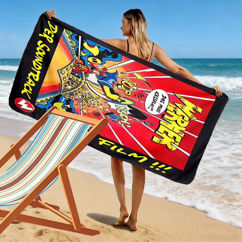 Werner Comic Print Beach Towel, Large Soft Quick Dry Towel for Beach Camping Swimming