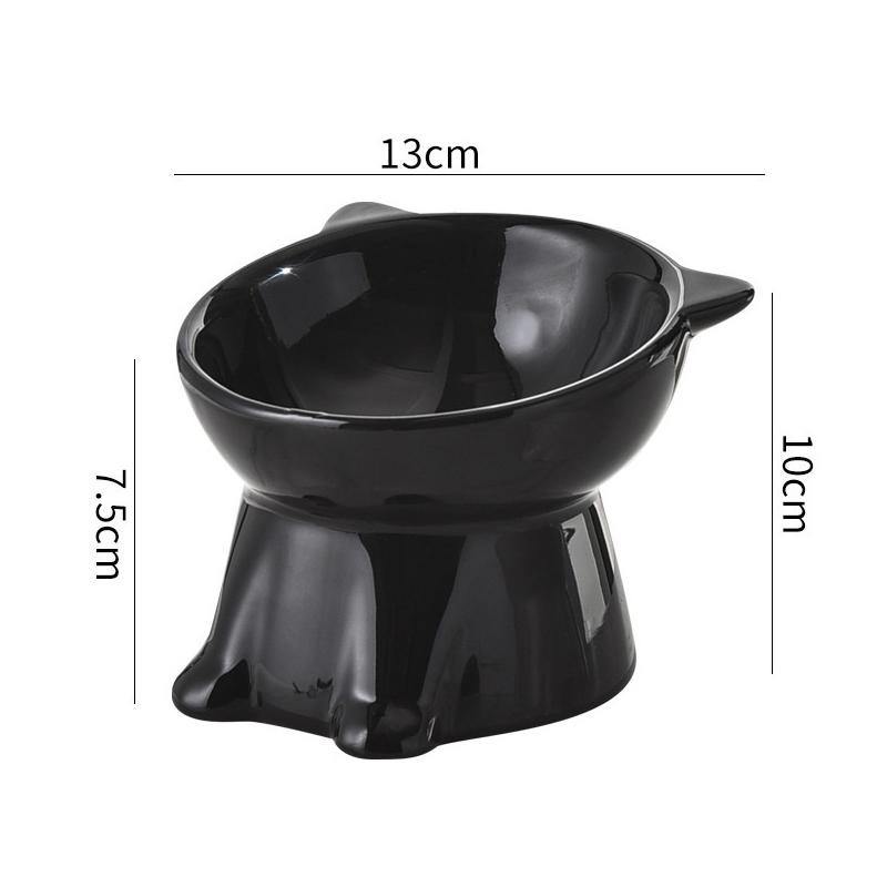 Pet Cat Food Bowl 15 Degree Slanted Tall Stand Anti-tip for Neck Protection Comfortable Feeding in Kitchen or Living Room
