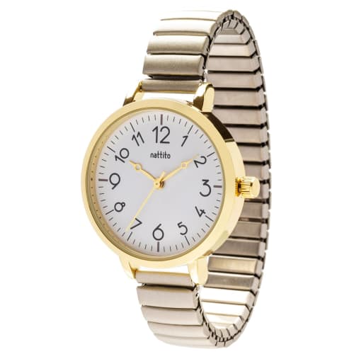 Fieldwork Women's Analog Watch with Bellows Strap, Stainless Steel, White, Maruru, YM118-1