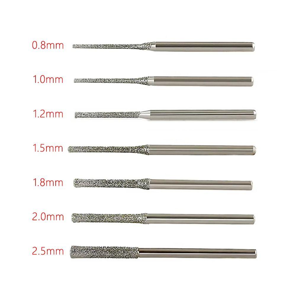 10Pcs 0.8-2.5mm Diamond Coated Drill Bits Grinding Burr Bits Glass Jade Amber Jewelry Diamond