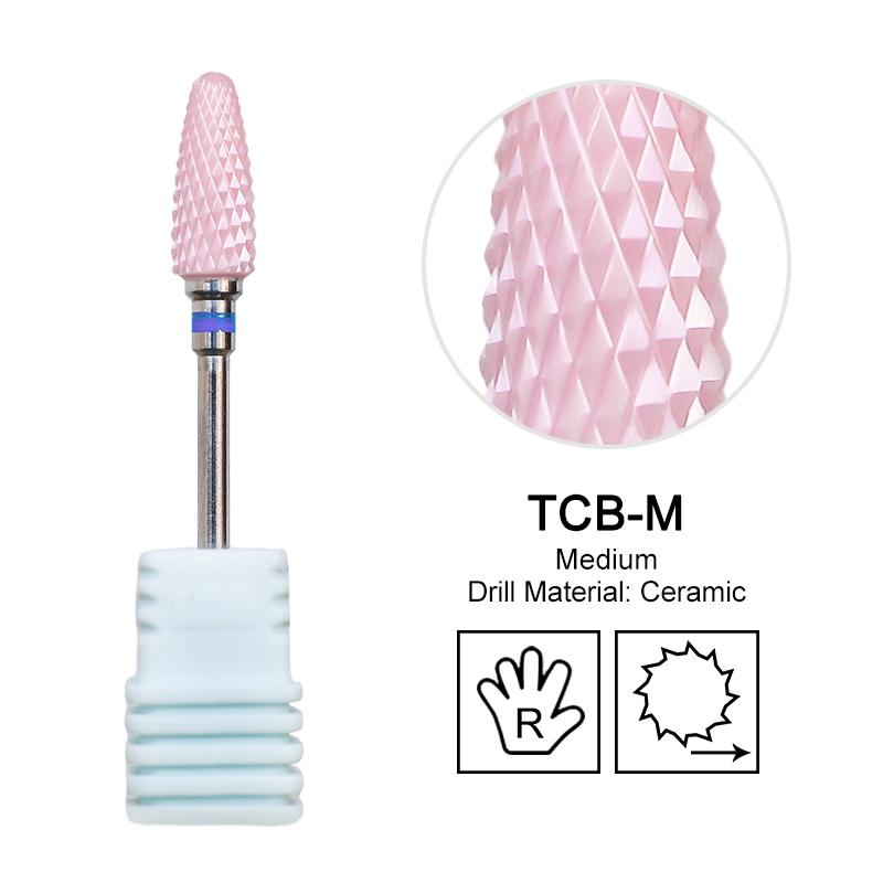 Ceramic Milling Cutter Flame Carbide Nail Drill Bits Pink Gel Remover Electric Machine Drills Polishing Peeling Nails Art Tools