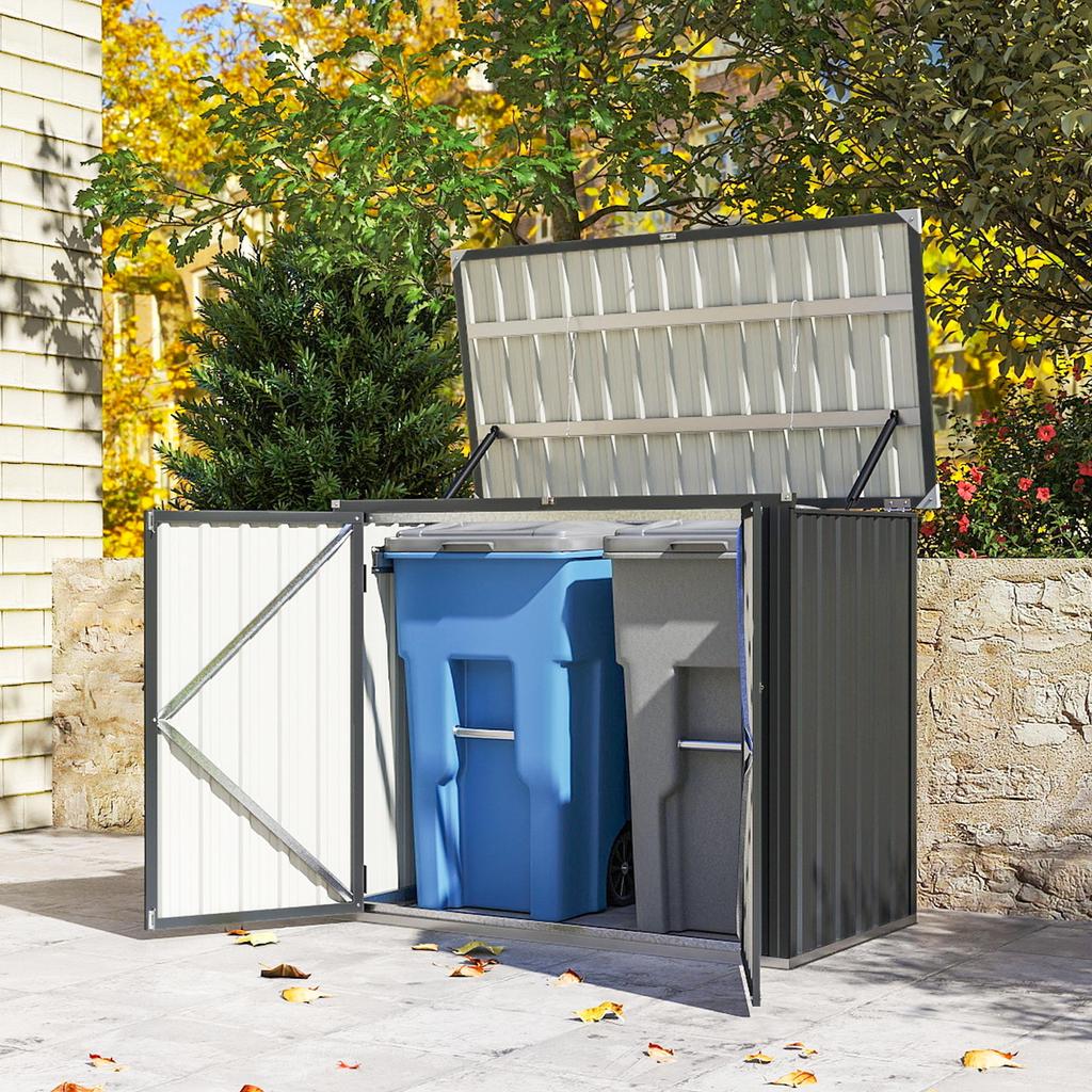 Trash Bin Box For 2 Tons Lockable Trash Bin Cover With Flip Top Lid Dark Gray