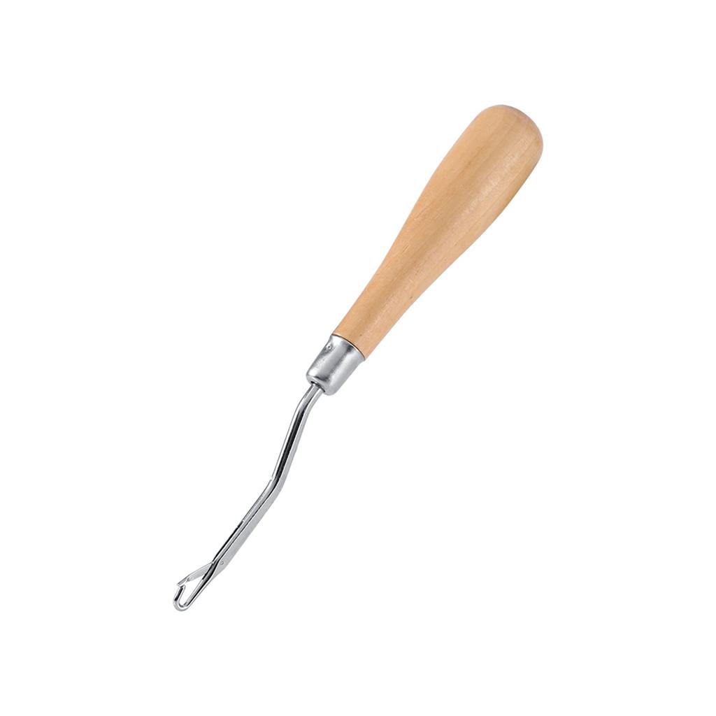 Hook Needle Wooden Handle Craft Crochet Tool for Hair Extension Hook 6.22 Inch     Rug Making