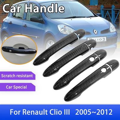 Наружная крышка дверной ручки из углеродного волокна для Renault Clio 3 III 2005 ~ 2012 Lutecia Euro Clio, автомобильные аксессуары, Стайлинговые наклейки, отделка