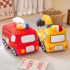 Cartoon Excavator Plush Toy Simulation Construction Fire Police Car Soft Stuffed Animal Kids Birthday Gift