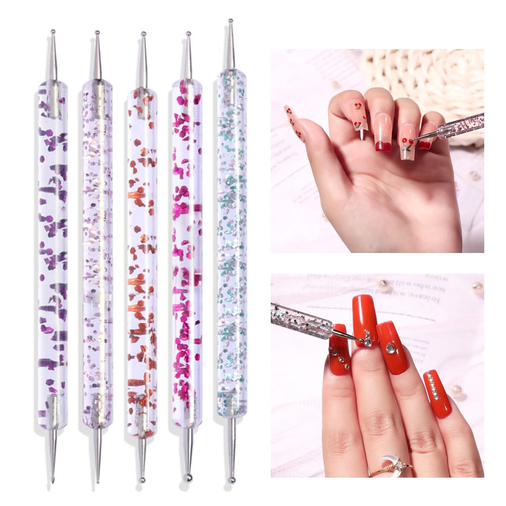 LINMANDA Nail Art Pen Set 5 Pieces Nail Art Dot Drill Pens and 3 Line Nail Art Detail Painting Brush Nail Art Design Tools