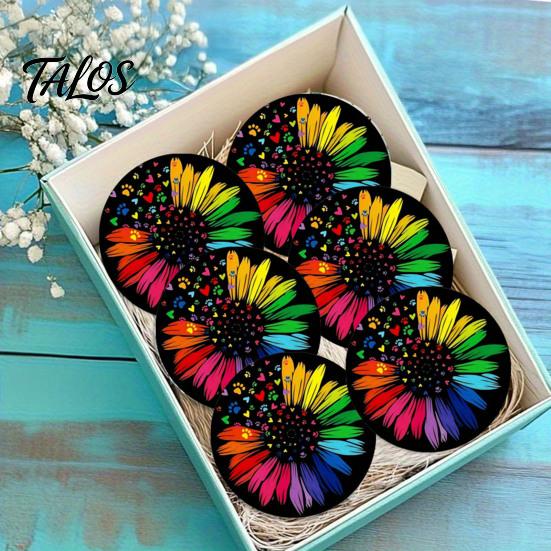 2PCS Car Coasters, with Tree of Life Pattern Printed, Non-Slip Reusable Thermal Pads, Wear-Resistant Stain-Resistant Car Cup Holder, for Home Bar