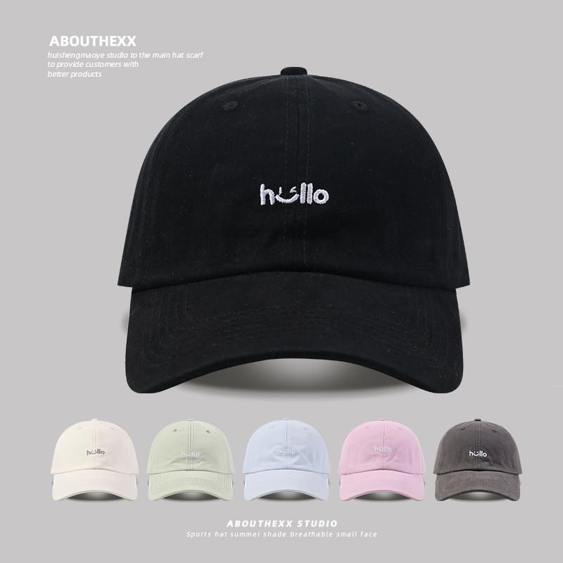Hello Embroidered Baseball Cap For Girls Spring Summer Sun Protection Cotton Female Hat