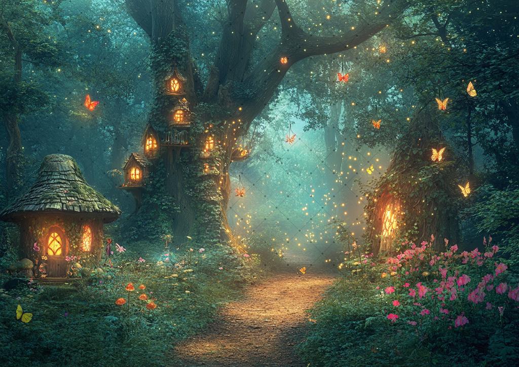 Fairy forest Glitter tree background Magic Forest night Butterfly photography birthday background party photo shoot decoration