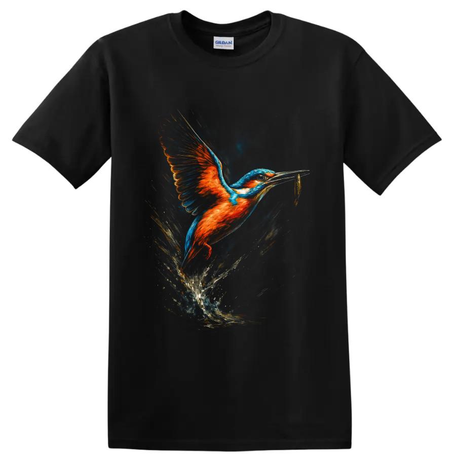 Kingfisher Bird Hunting Fish T Shirt Colorful Wildlife Art Nature Tee Gift