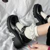 Туфли Мэри Джейн на высоком каблуке, высокие однобортные туфли на платформе, женские туфли с круглым носком, британский стиль, кожаные туфли, форменная обувь, мокасины