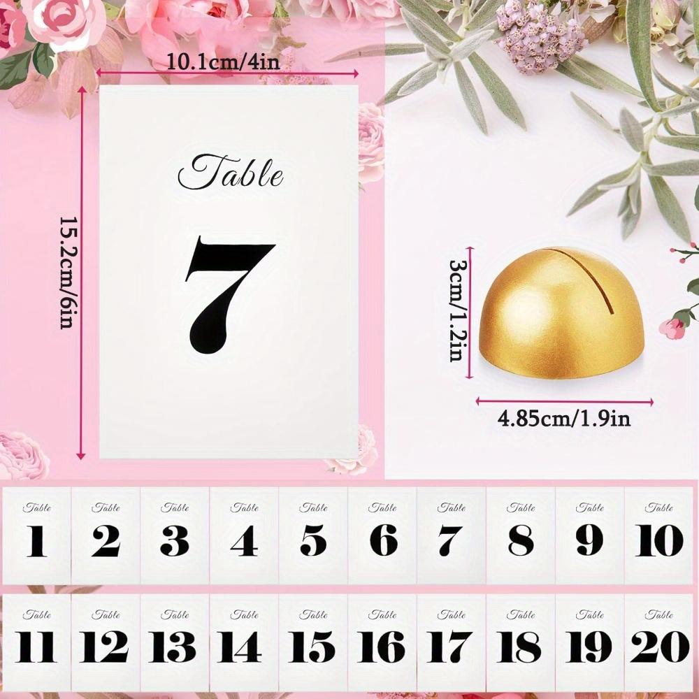 20pcs Round Table Number Cards Stands Modern Cursive Table Number 1-20 for Wedding Reception Anniversary Party Restaurant Events 4 X 6 Inches