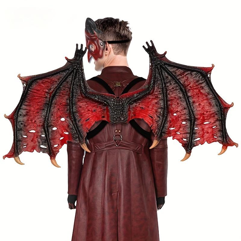 Премиум-классный реквизит для костюма готического дракона в стиле панк, реалистичные красные и черные крылья злого дракона и полумаска бычьего дьявола с