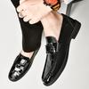 Fashion Men's Patent Leather Loafers  Business Shoes Hollowed Out and Breathable Men's Genuine Leather Casual Shoes Big Size 47 48