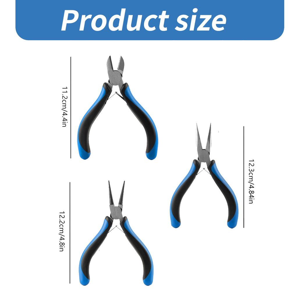 Set of 3 Jewelry Pliers Essential Crafting Tool Cutting Pliers Round Nose Pliers Suitable for Necklace Bracelet Making