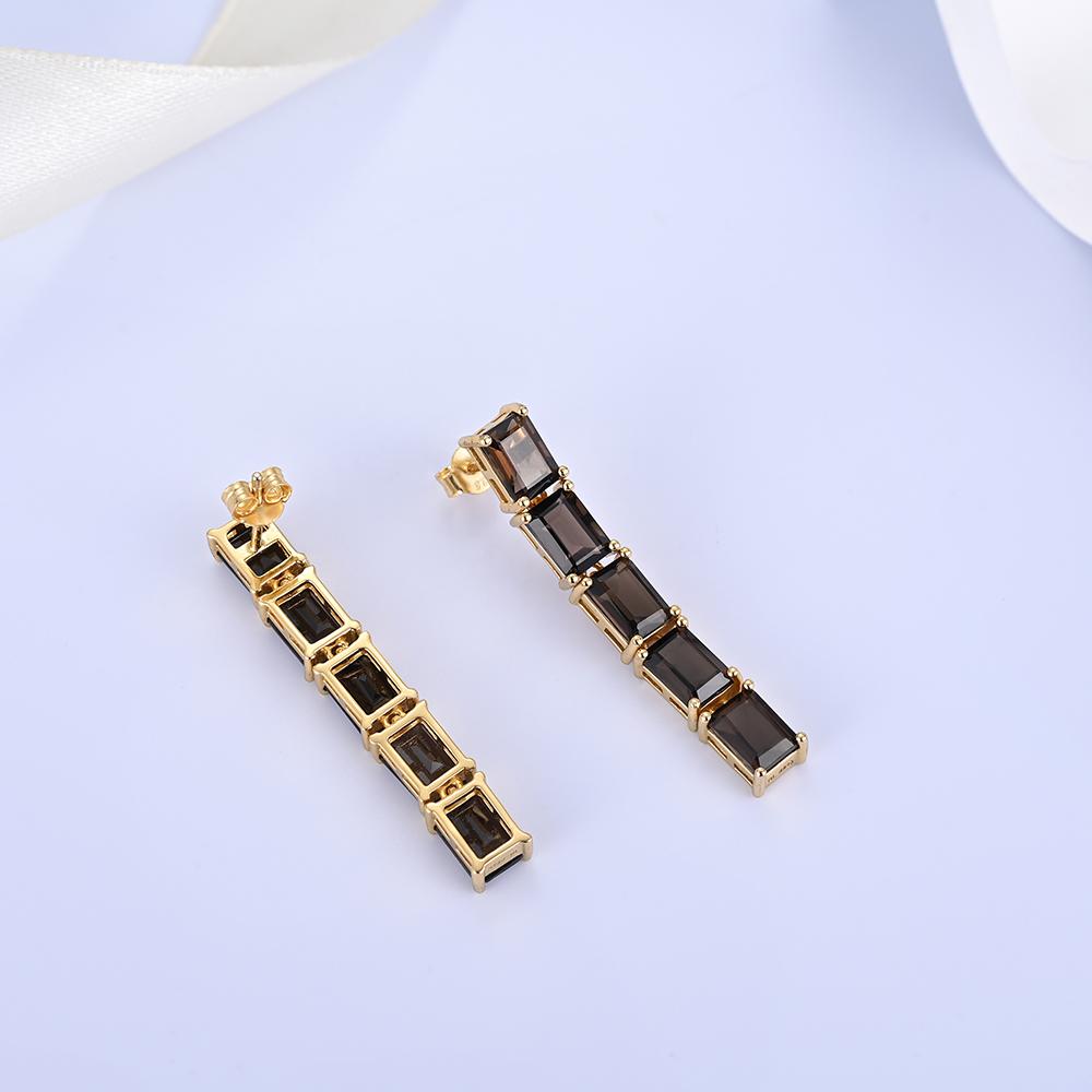 Роскошные серебряные серьги в нежном стиле с дымчатым кварцем и натуральными драгоценными камнями, модные элегантные модные элегантные серьги для женщин и девочек, одежда для банкетов и вечеринок