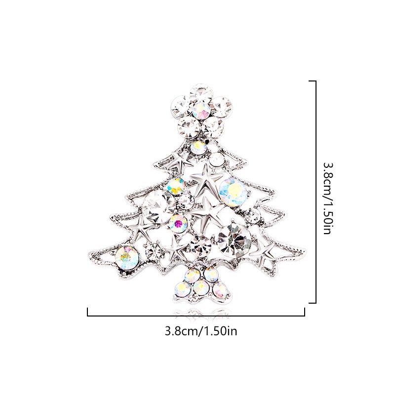 1PC Red Brooches Lapel Pin Corsage Christmas Tree Imitation Rhinestone Trend Enamel Jewelry