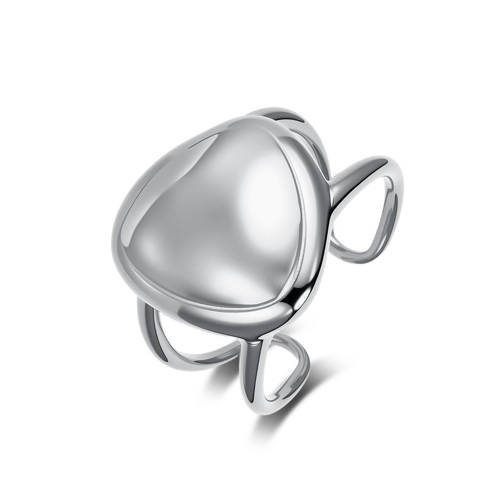 2025 Ювелирное изделие Геометрическое Треугольное Кольцо с Изогнутой Поверхностью для Женщин Высококлассная Светочувствительная Поверхность Открытое Рот Кольцо для Еды