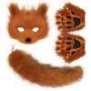 Plush set with simulated fox mask, gloves, and fox tail cos Handmade tools and accessories