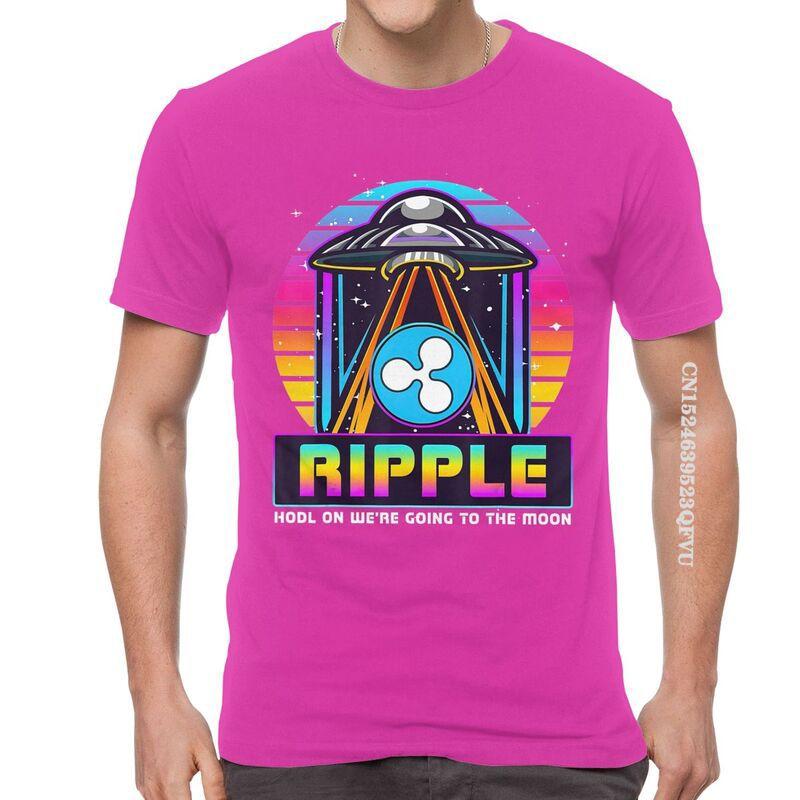 Mens Ripple XRP HODL On We Are Going To The Moon T Shirts Vaporwave Bitcoin Tshirt Hip Hop T Shirt Cotton Oversized Tee Tops
